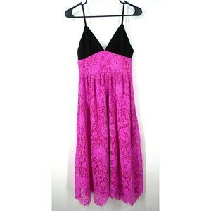 NWT NBD Spaghetti Strap Hot Pink Lace Midi Dress S